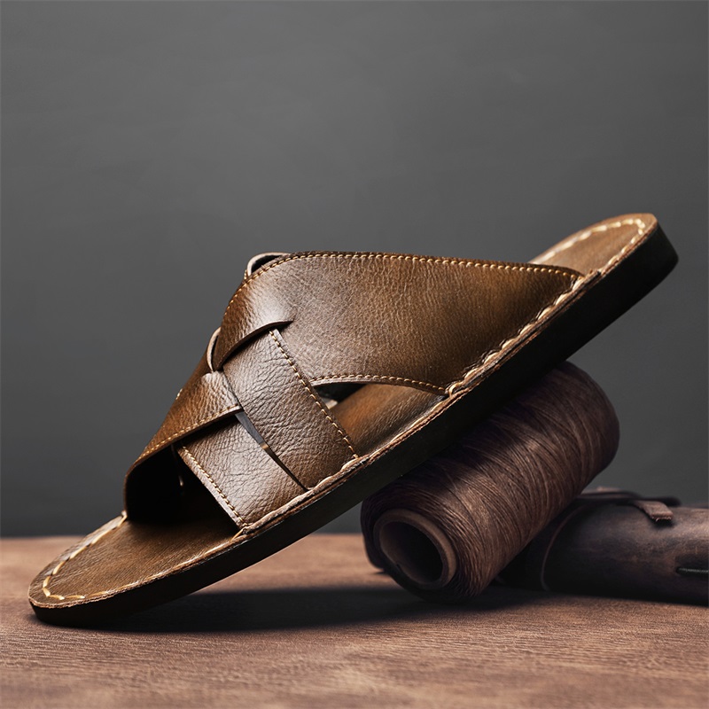 Flip Flop Leather Men - Zapatillas de cuero genuino a la